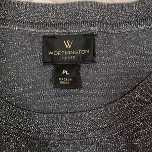 🟢3 items for $20—//Worthington shimmering sweater scoop neck dark gray sz PL
